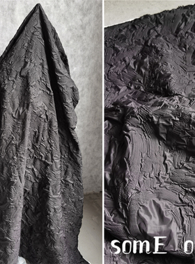 高档布 三宅一生黑色椭圆弯弯肌理气泡布凹凸造型创意外套服装布