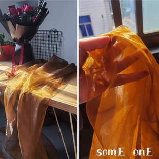 设计师丝质流光金黄网纱 网红直播背景拍照摆台桌布设计时尚面料