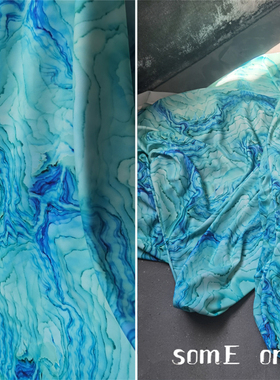 高档设计师服装绿色波纹气浪面料创意连衣裙外套大衣等时尚肌理布