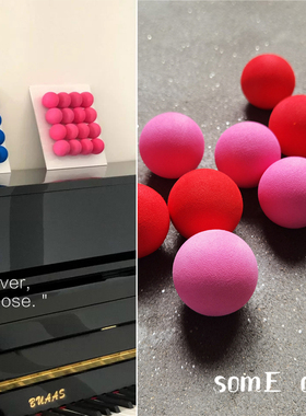 三宅一生实心球装饰画红色/粉色球 手工创意拍照设计师辅料配件