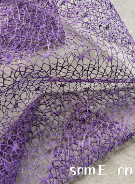 网纱系列/肌理乱网紫色网布 编织错乱面料 设计师改造外套服装布