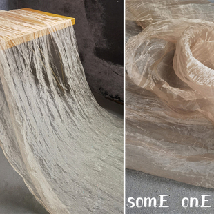 超透明婚纱创意时装 设计布 肌肤裸色塑造肌理纱布 进口不规则压褶