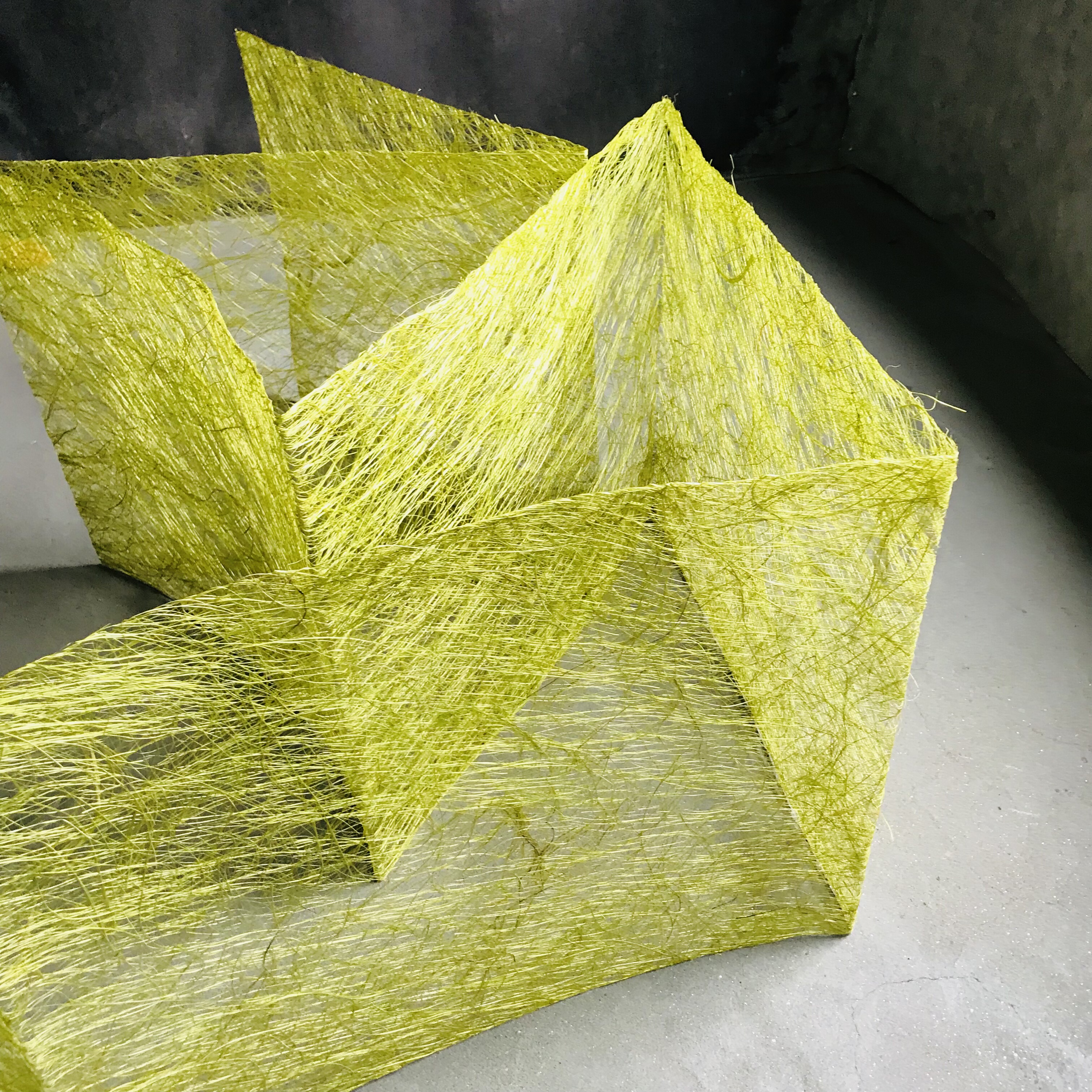 天然枯藤剑麻编织网布 绿色风软装面料 空间装置设计师装饰布艺