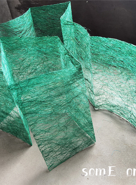 原创绿色藤草编织乱网布服装设计师重工肌理连衣裙礼服设计裙面料