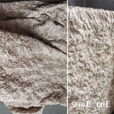 进口面料褐色石头图案肌理 挺括凹凸立体渐变提花 服装背景设计布