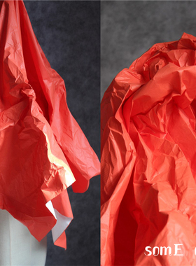 橘红色进口再生纸T特卫强 水洗纸呼吸纸撕不烂防水面料