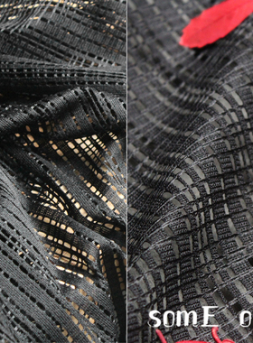 丝滑网眼黑色针织透视镂空网格双面廓形空气层小孔窝创意服装面料
