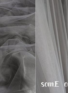 复古淤泥灰色调加密透明软网纱 蕾丝细腻蓬蓬裙婚纱礼服头纱布料