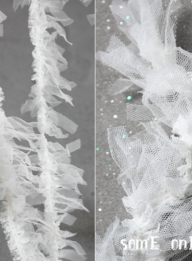 白色弹力松紧雪纺蕾丝花边宽辅料 服装裙边镂空装饰网纱diy布料