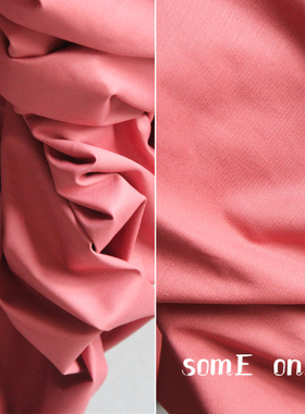 重磅皮红色弹力棉质布 夹克风衣休闲服斜纹中厚纱卡创意布料