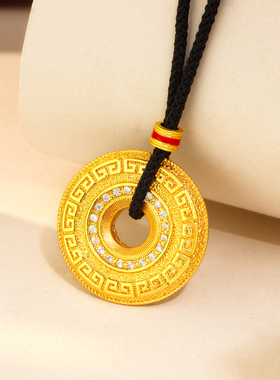 镂空如意镶嵌平安扣吊坠轻奢挂坠