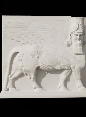 牛翼人首石膏浮雕装饰画香薰扩香石桌面创意艺术摆件大英博物馆