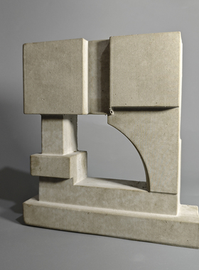 简约几何建筑浅浮雕石膏立体艺术品家居摆件北欧饰品拍照道具