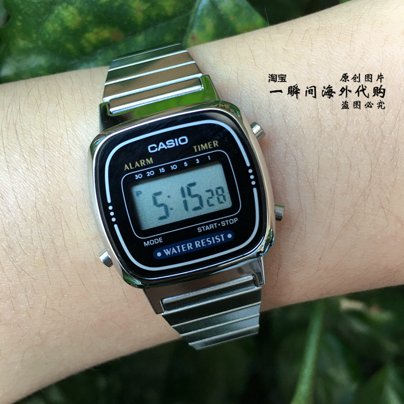 现货 casio卡西欧经典复古女表 la-670wa 倒计时 闹钟小银表