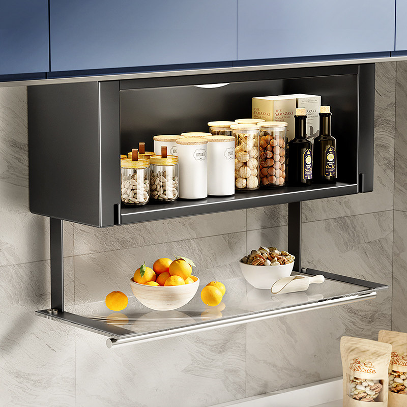 厨房置物架墙壁柜调料柜壁挂式吊柜下方挂柜调味品盒收纳橱柜架子