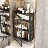 化妆室置物架免打孔浴室洗手间洗漱台轻奢化妆品收纳厕所马桶上方