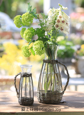 爱上花园丨园艺杂货 柳编玻璃瓶 A款 B款 口价 满30包邮