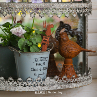 爱上花园 铁艺做旧铁皮双耳花桶bois92字母花盒花盆 园艺杂货