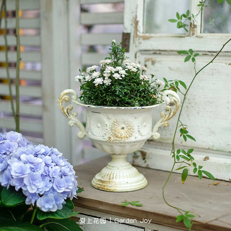 花园装饰摆件洒金双耳花朵大奖杯