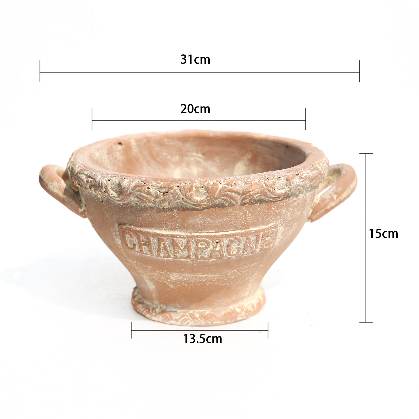 爱上花园粗陶花盆手工浮雕欧式复古印花扑白做旧红陶手压花盆