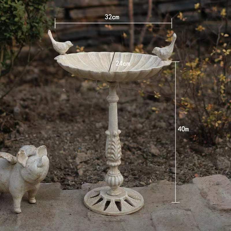 双鸽贝壳式样铸铁鸟食盆尺寸