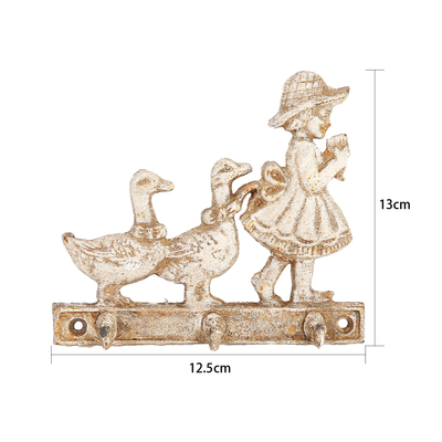 爱上花园园艺杂货花园铸铁做旧壁挂挂钩 鸭子和小女孩