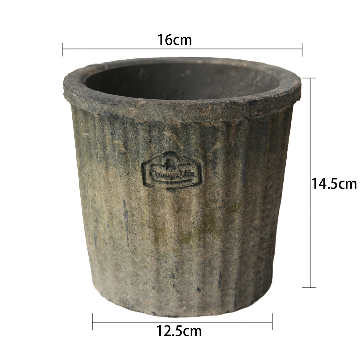 爱上花园粗陶多肉植物花盆瓦盆复古做旧26竖条纹透气瓦盆房子logo