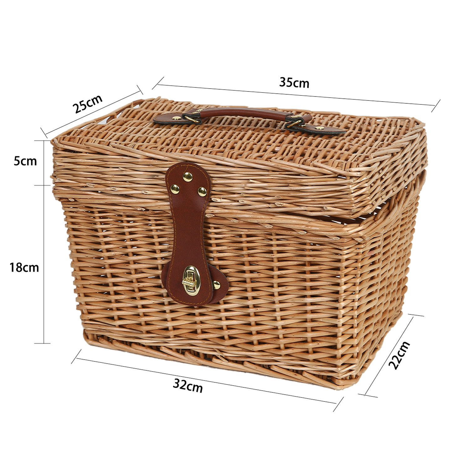 爱上花园家居收纳装饰柳编筐皮革把手柳编收纳筐野餐篮行李箱