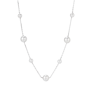 满天星珍珠项链女925纯银施家正圆轻奢小众高级感锁骨链毛衣链