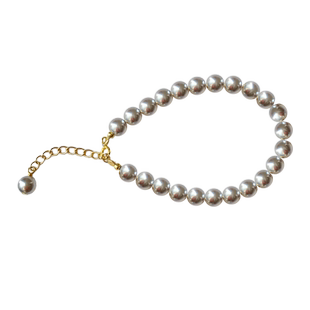 施家灰珍珠手链真多麻纯银手饰女轻奢高级感铂金灰正圆小米粒手串