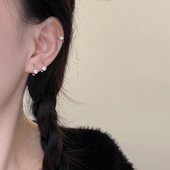 999纯银珍珠耳环养耳洞耳钉女睡觉免摘耳骨钉轻奢高级感耳圈耳扣