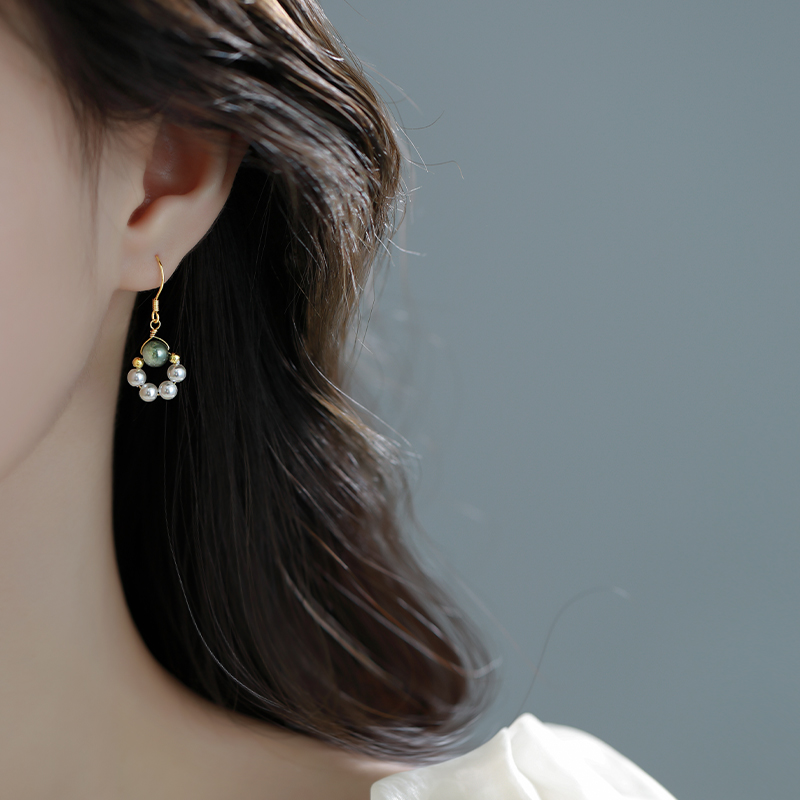 925纯银珍珠耳环女旗袍耳饰耳坠