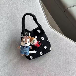 数字帆布包手铃饭盒包水桶包遛弯通勤小托特包百搭时尚手提斜挎包