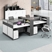 职员办公桌现代简约工位办公室屏风4 6人位电脑卡座办公桌椅组合