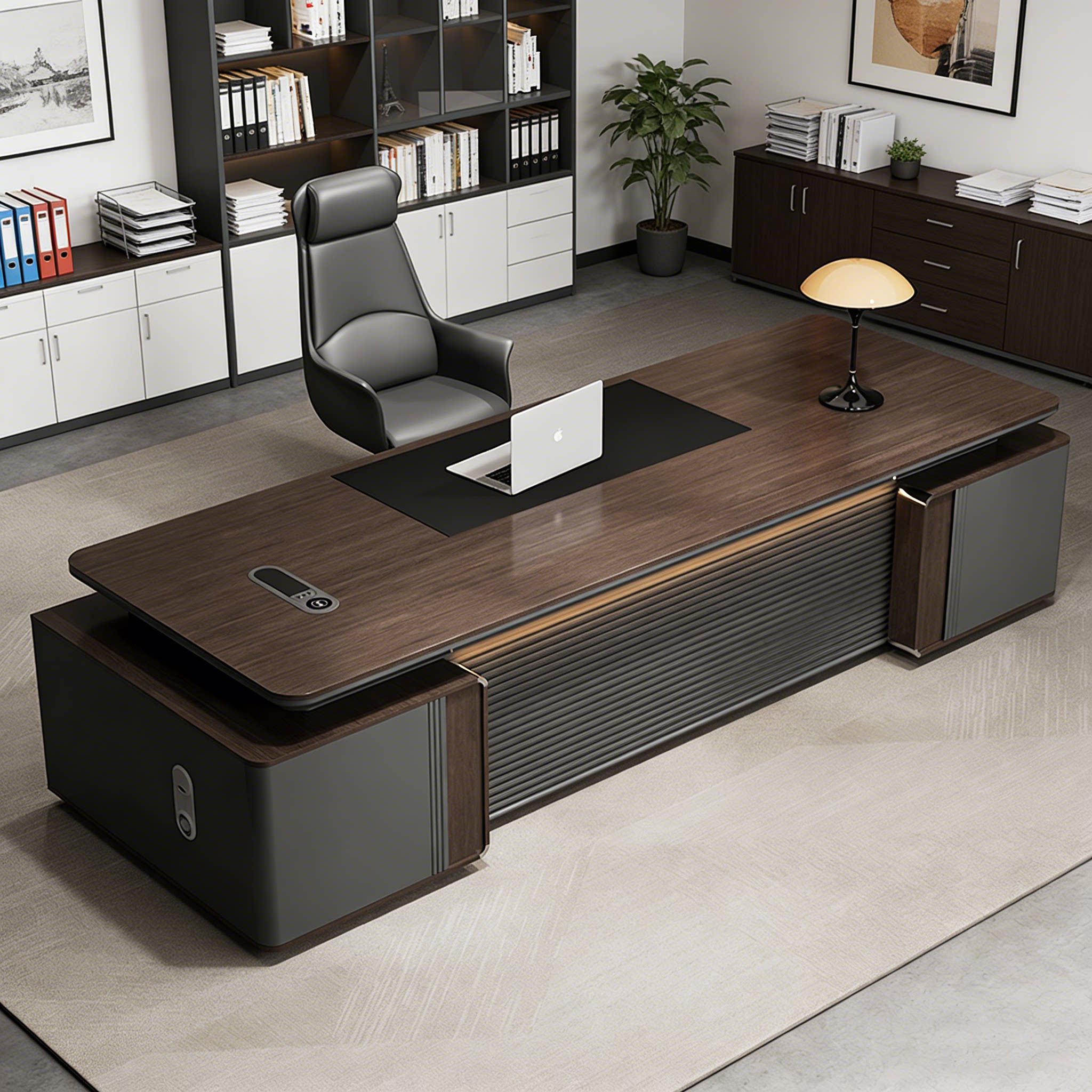 老板办公桌椅组合轻奢高级感烤漆桌面简约现代总裁董事长领导班台