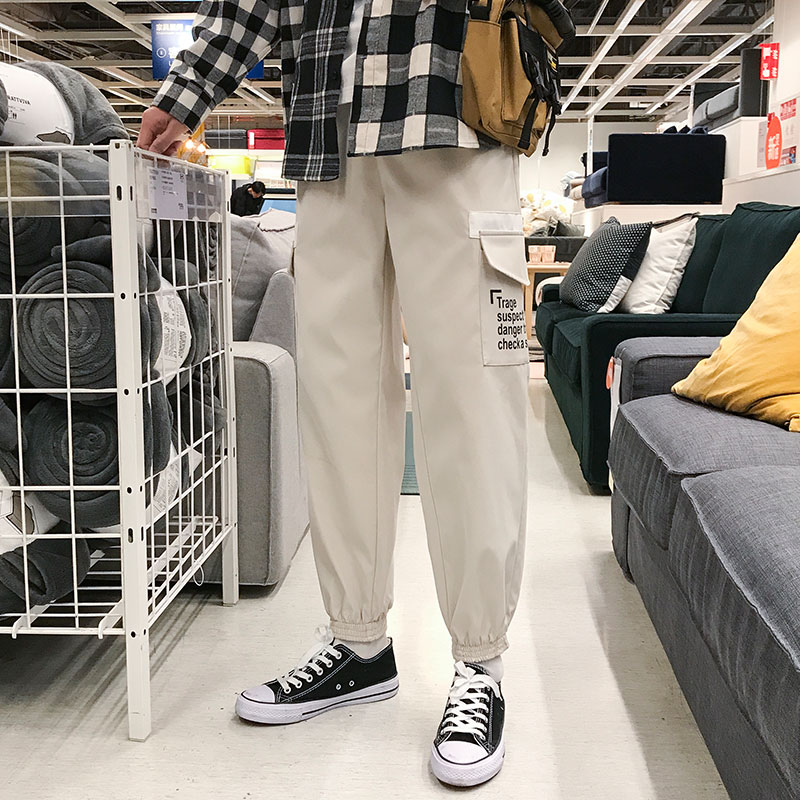 工装裤男多口袋字母束脚裤休闲宽松运动裤K116-P30,男装工装外套,星座207