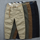 2022秋冬季 男 子潮牌复古水洗做旧咔叽9分裤 九分休闲裤 宽松直筒裤