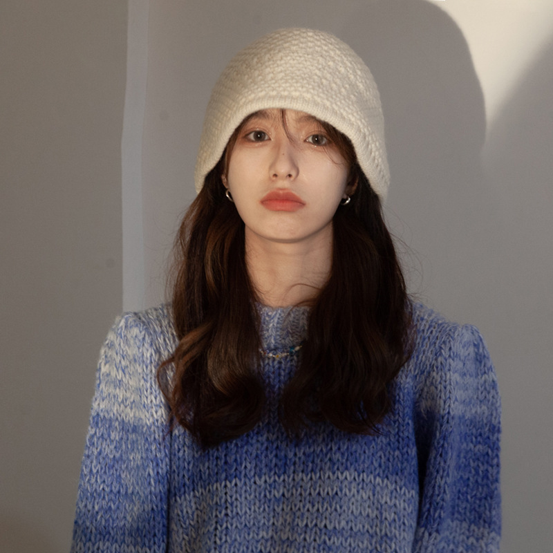 茉娇婷宽松大头围针织帽女秋冬毛线帽子保暖圆脸显脸小堆堆帽潮