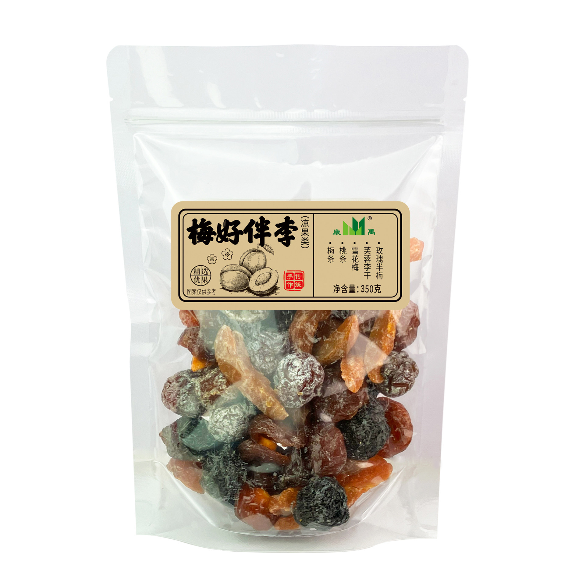 康禹梅好伴李350g混合装桃条雪花梅梅条芙蓉李干玫瑰伴梅蜜饯果干