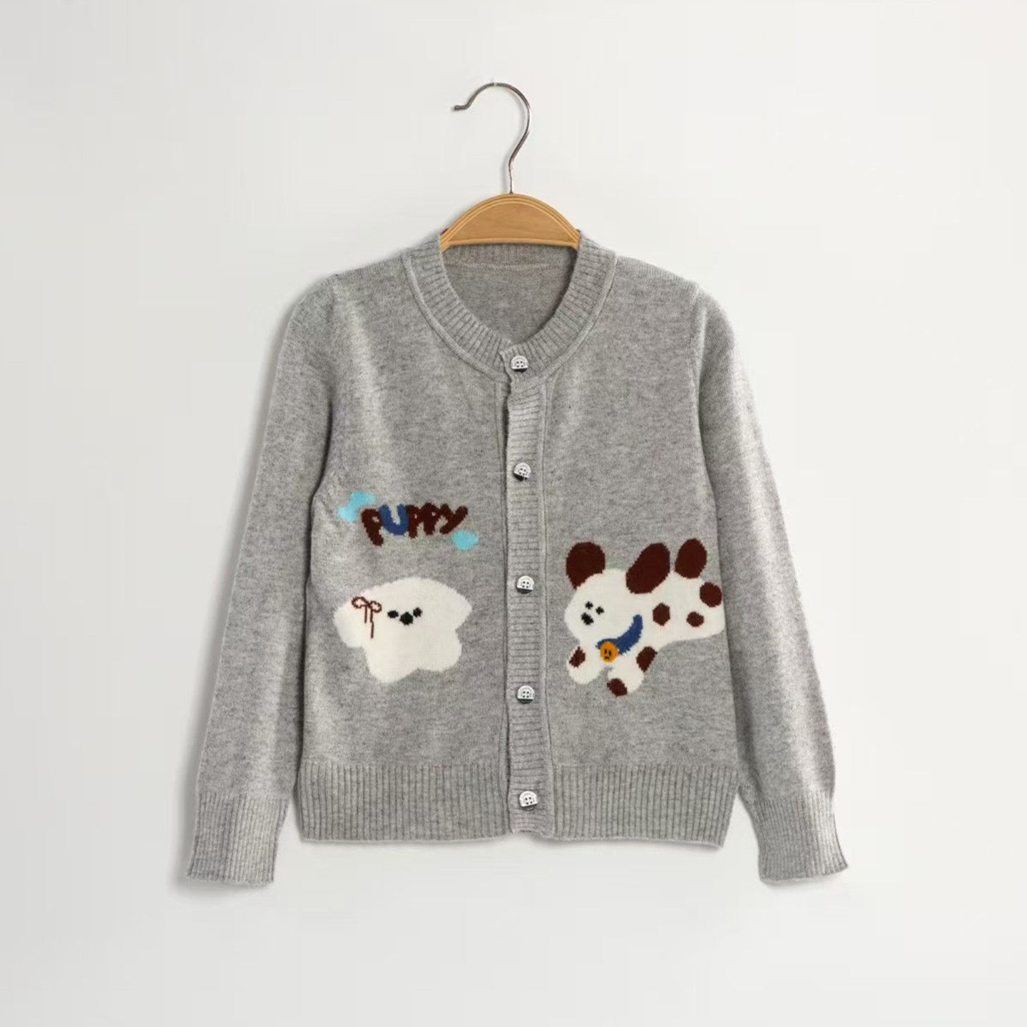 薄款儿童针织开衫春秋女童宝宝圆领羊绒外套男童羊毛卡通休闲毛衣