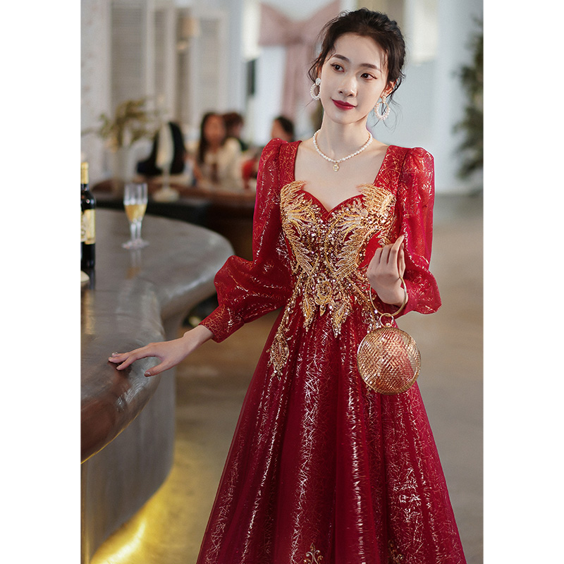 新娘敬酒服2021新款高端轻奢设计感小众亮片刺绣结婚