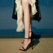sw高跟鞋 女细跟12cm网红性感百搭模特走秀一字扣带真皮床上凉鞋 夏