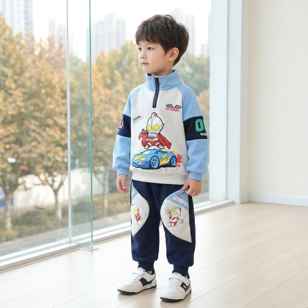 男宝秋季潮流奥特曼卫衣套装两件套中小童高品质亲肤运动潮服五岁