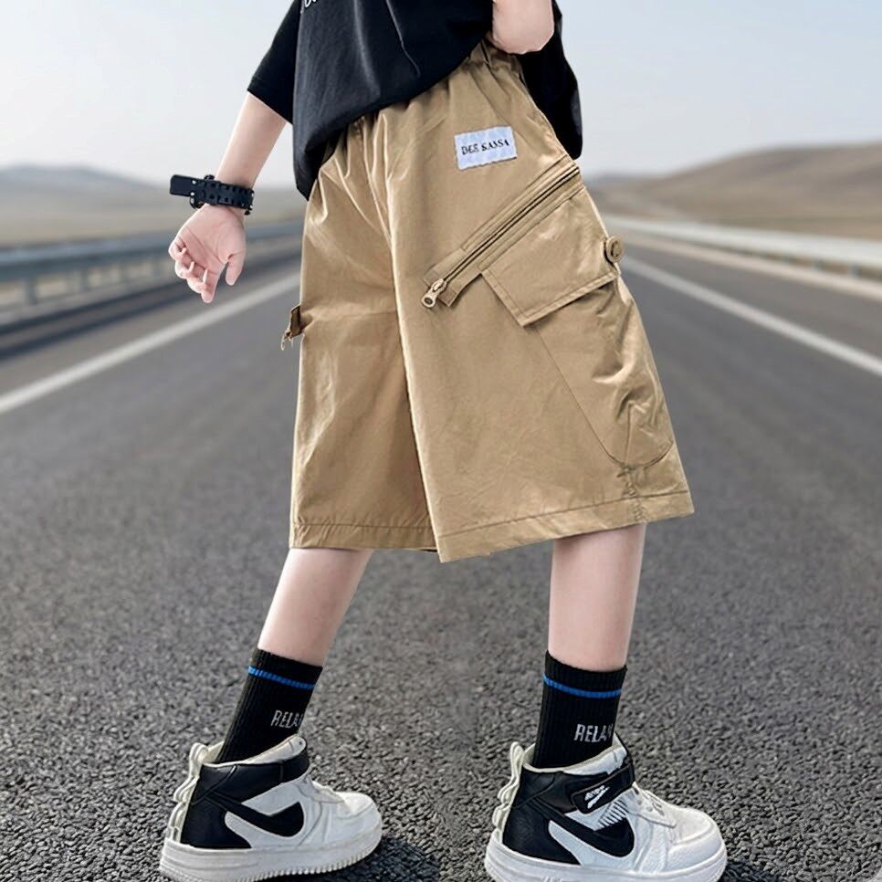 男童夏季工装五分裤帅气马裤阔腿短裤中大童休闲裤小学生男装十岁