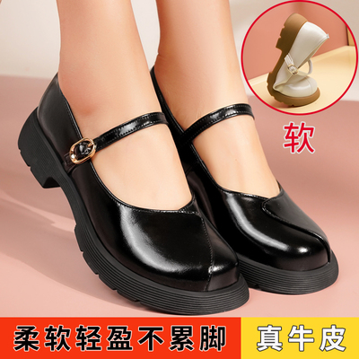 厚底乐福鞋女玛丽珍软底粗跟单鞋