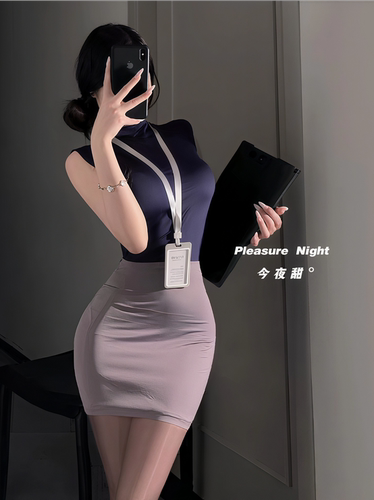 私人小秘*性感秘书cos制服辣妹御姐包臀短裙内衣诱惑大码套装qqny