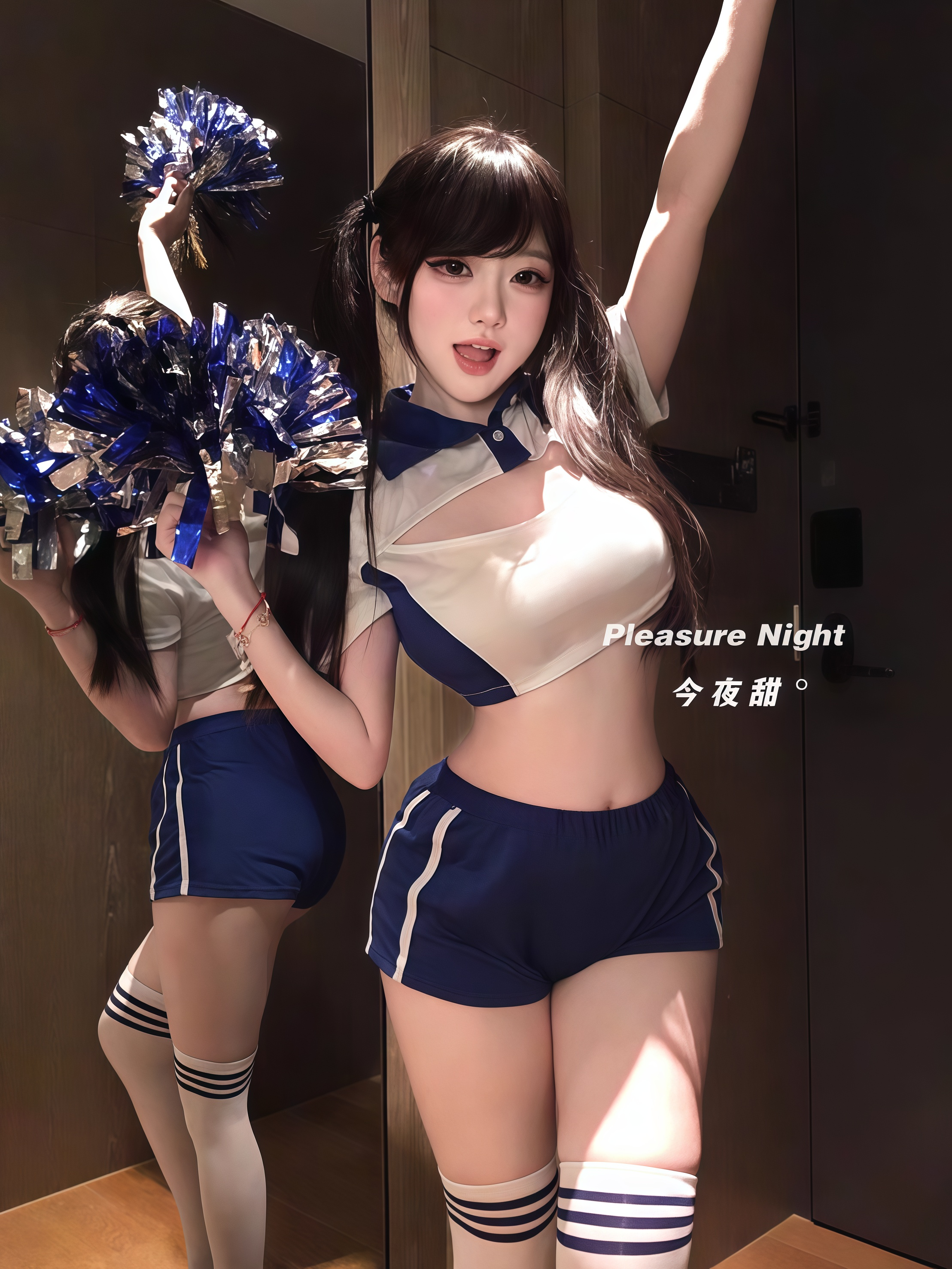 元气少女*性感辣妹体操服女夏纯欲高校薄款拉拉队T恤运动短裤套装