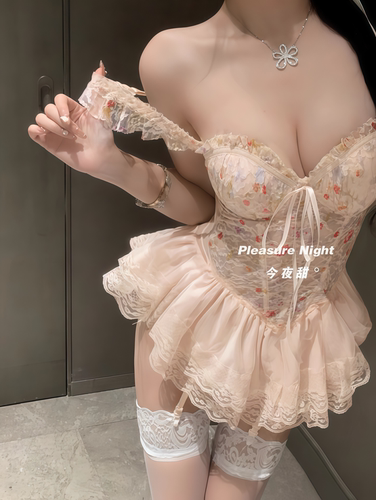 少女甜梦*性感纯欲蕾丝吊带睡裙小碎花甜美连衣裙女聚拢诱惑睡衣