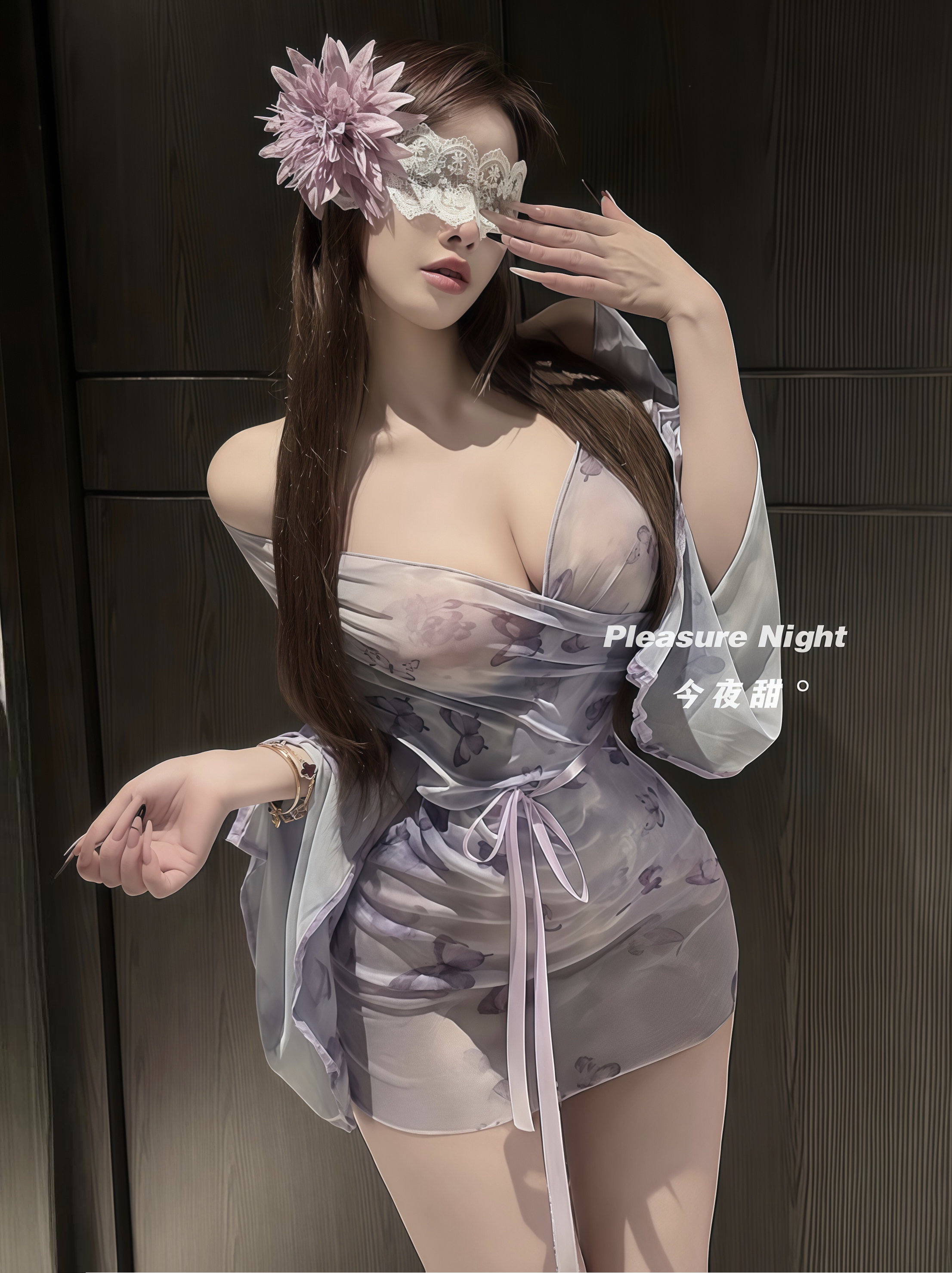 凝胭*性感透视深V日系紫色和服纯欲风露背包臀裙情调趣味qqny内衣