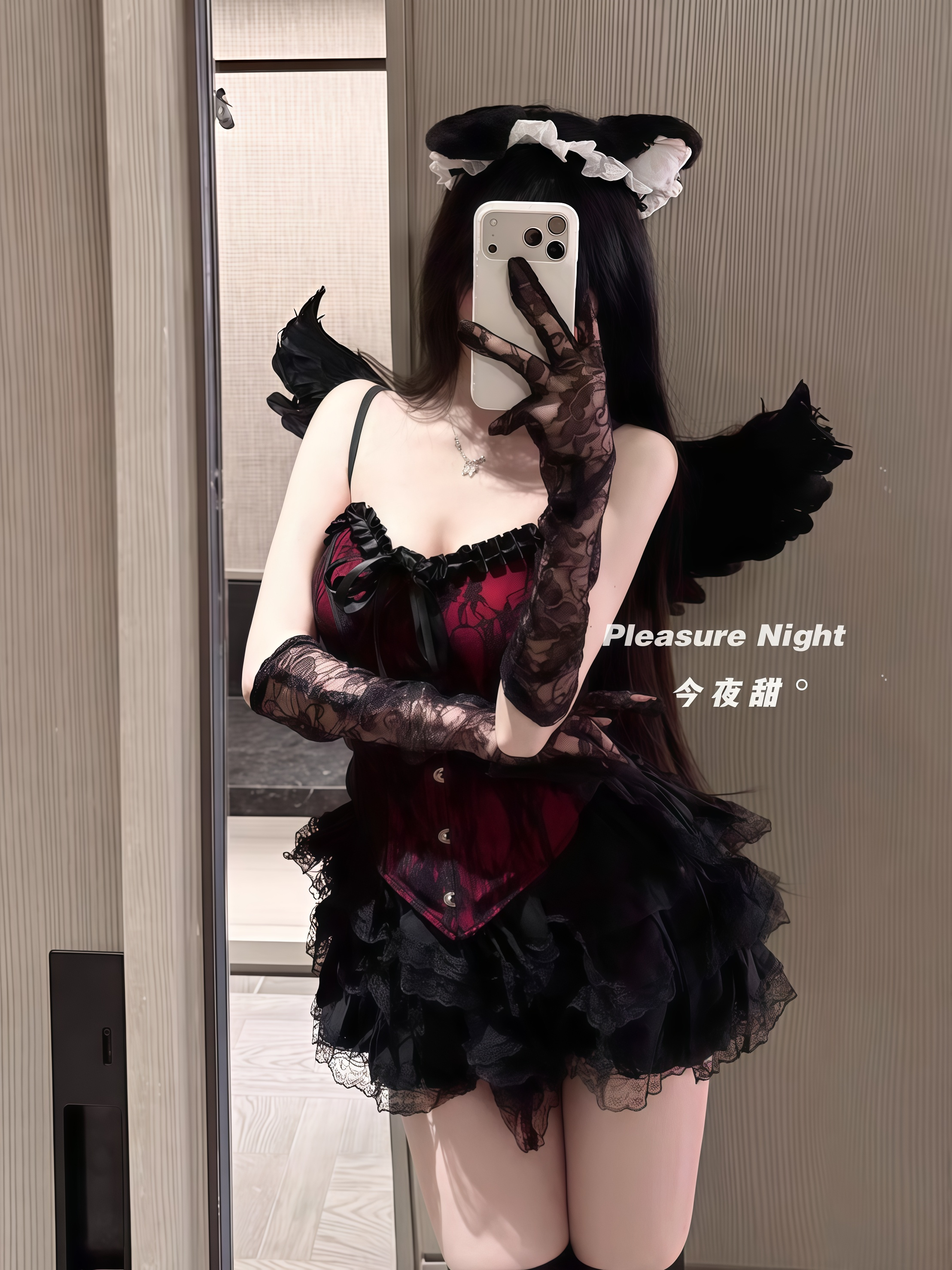 黑色玫瑰*性感纯欲风鱼骨胸衣抹胸cospaly制服套装蓬蓬裙生日派对